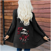 Women's Fashion Halloween Skull Printed Cardigan Long Sleeve Coat Top