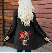 Women's Fashion Halloween Skull Printed Cardigan Long Sleeve Coat Top