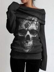 Women's Halloween Fashion Temperament Skull Top