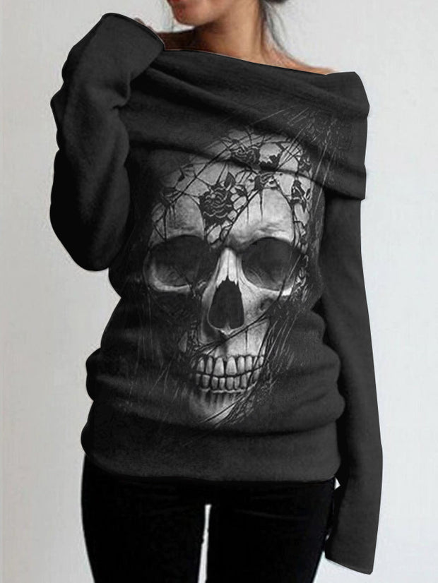 Women's Halloween Fashion Temperament Skull Top