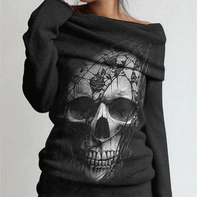Women's Halloween Fashion Temperament Skull Top