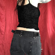 Personality Street Top Dark Halloween Sexy Sling Green Spider Element