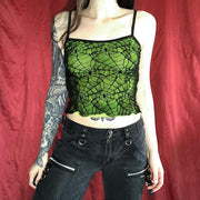 Personality Street Top Dark Halloween Sexy Sling Green Spider Element