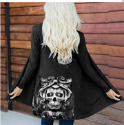 Women's Fashion Halloween Skull Printed Cardigan Long Sleeve Coat Top