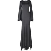Black Costume Womens Gothic Witch Bat Sleeve Dress Halloween Cosplay Costumes Vintage Carnival Party Outfit